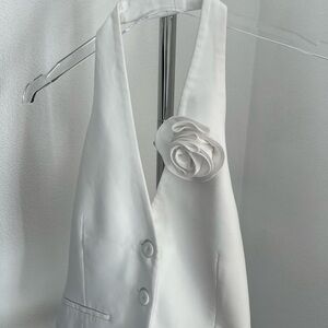 Mango White Vest Top with Flower Embellishment